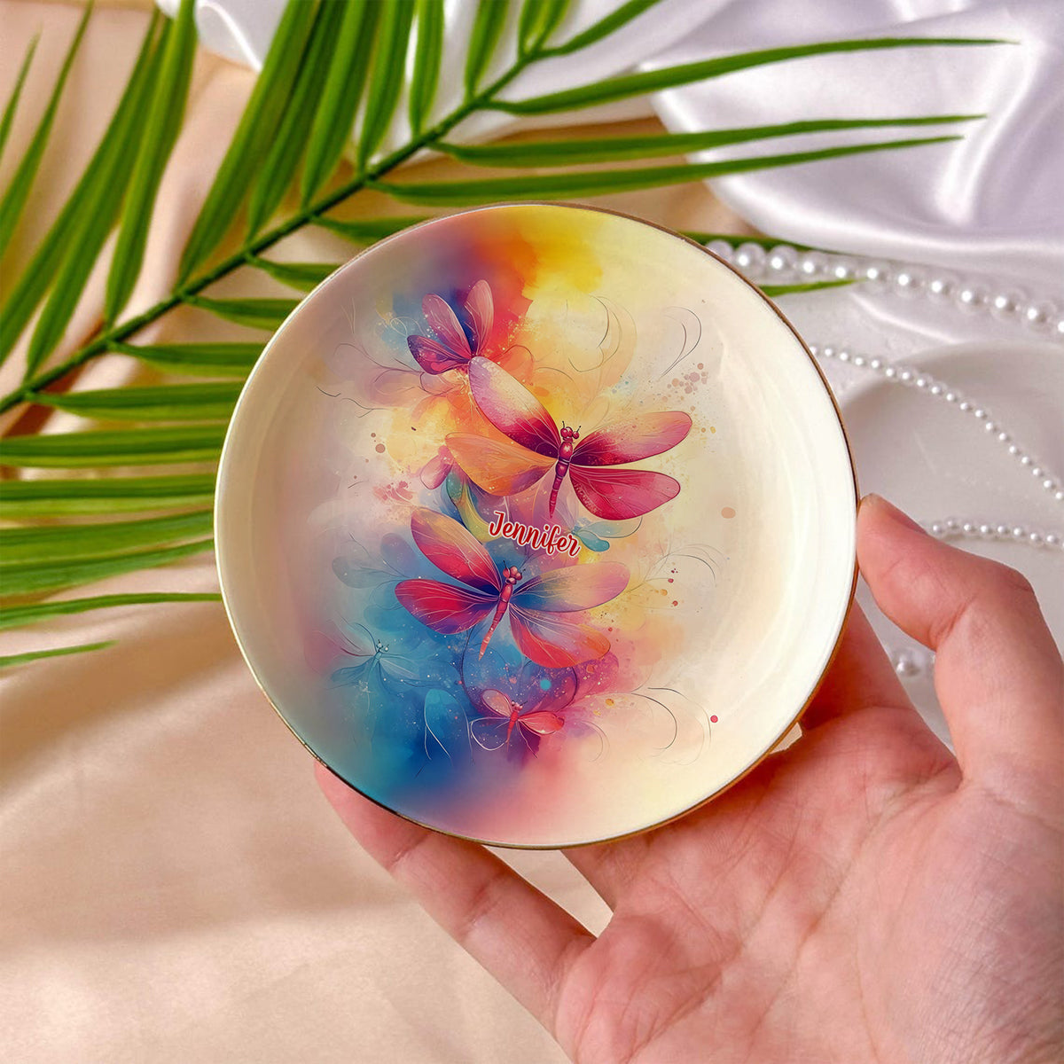 Colorful Life - Personalized Dragonfly Fully Printed Jewelry Dish