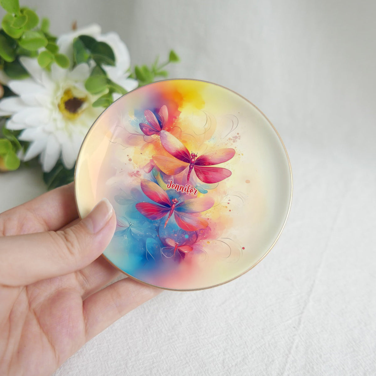 Colorful Life - Personalized Dragonfly Fully Printed Jewelry Dish