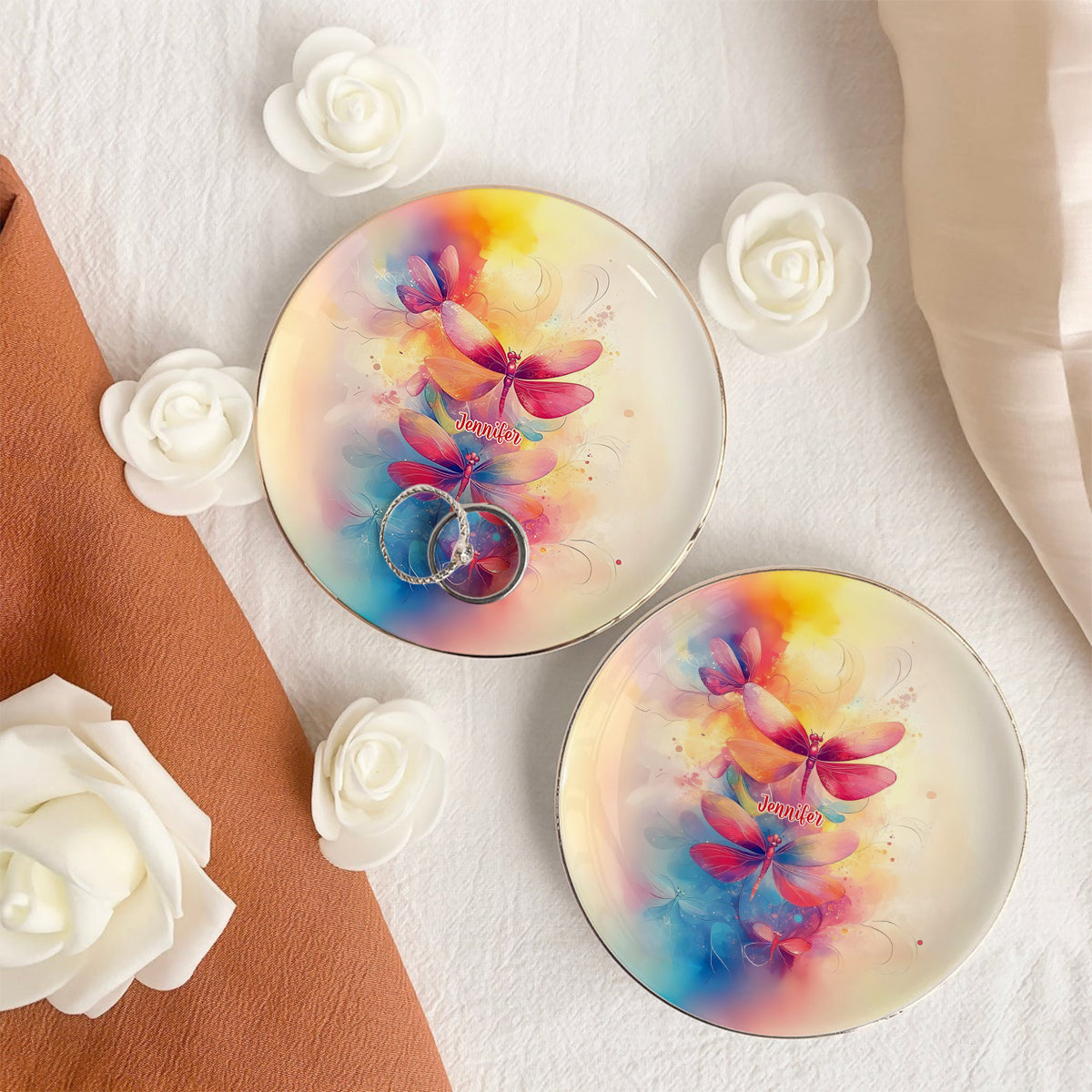 Colorful Life - Personalized Dragonfly Fully Printed Jewelry Dish