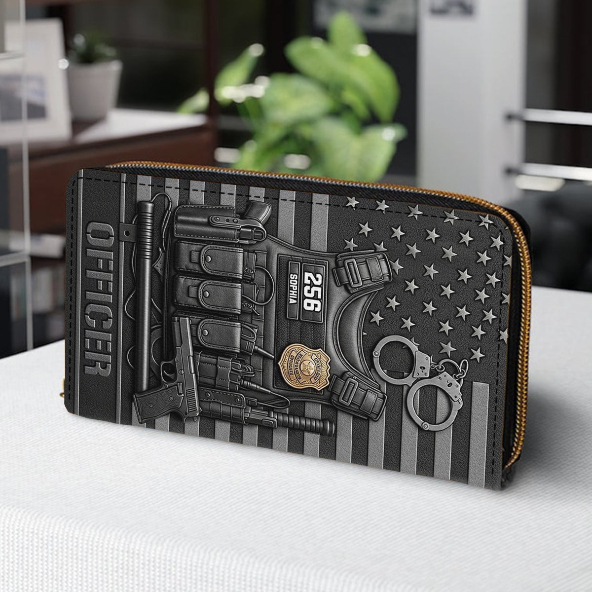 Serve And Protect - Personalized Police Officer Leather Long Wallet