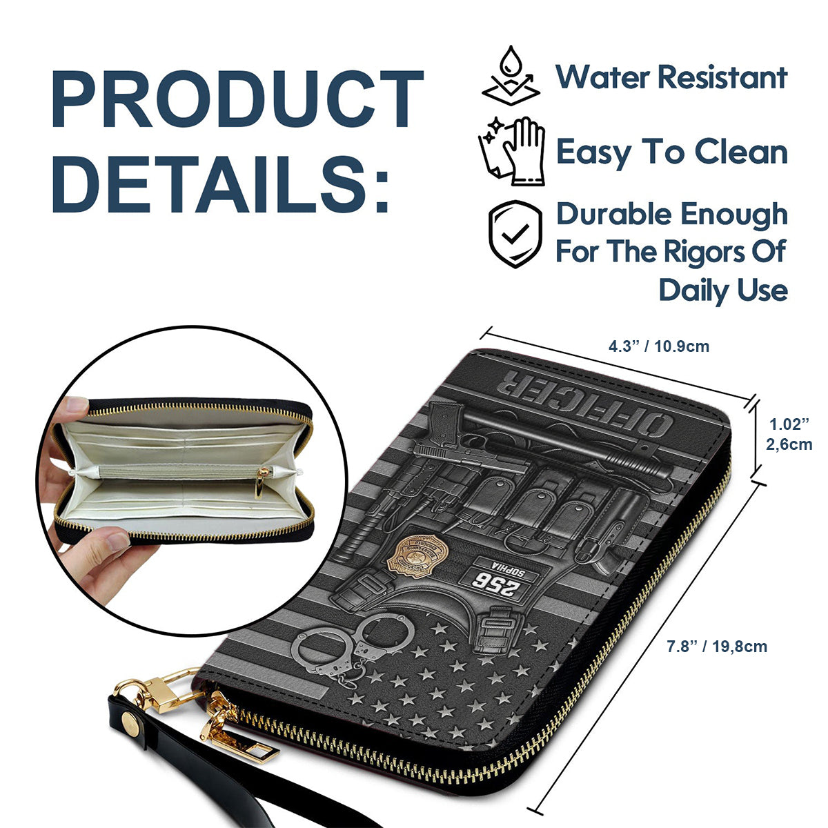 Serve And Protect - Personalized Police Officer Leather Long Wallet