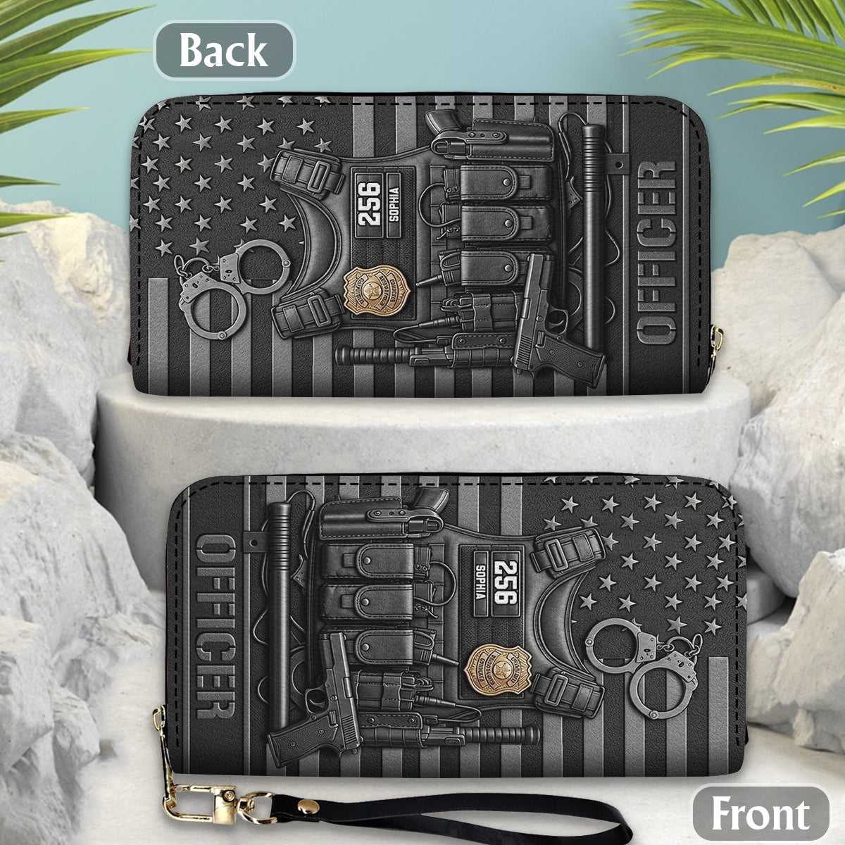 Serve And Protect - Personalized Police Officer Leather Long Wallet