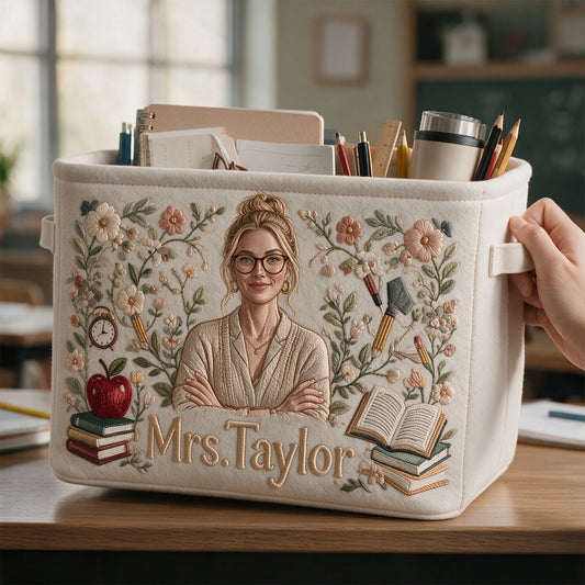 Custom From Any Photo - Personalized Teacher Rectangle Storage Basket