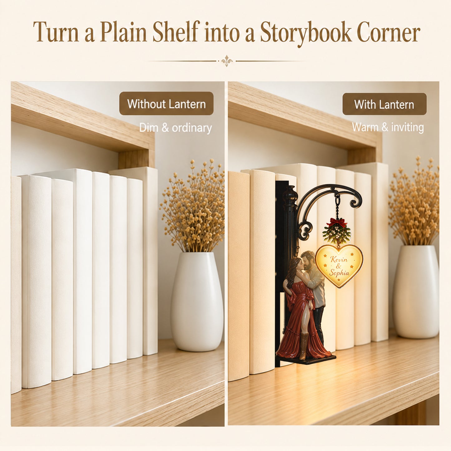 You & Me Couple Gift - Personalized Couple Bookshelf Lamp