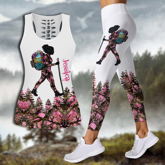 Hiking Girl - Personalized Hiking Hollow Tank Top and Leggings
