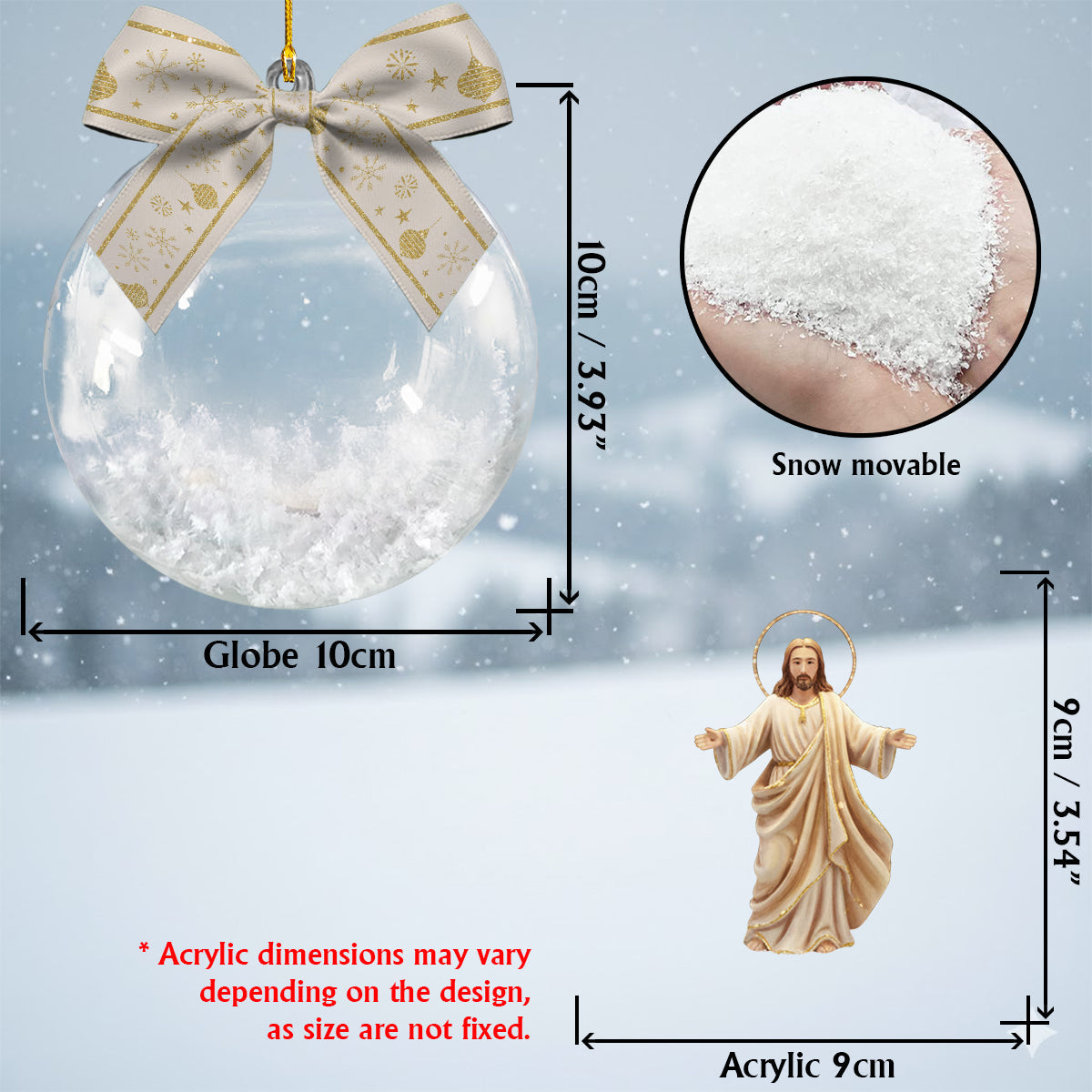 Be Still And Know That I Am God - Personalized Christian Snow Globe Ornament With Bow