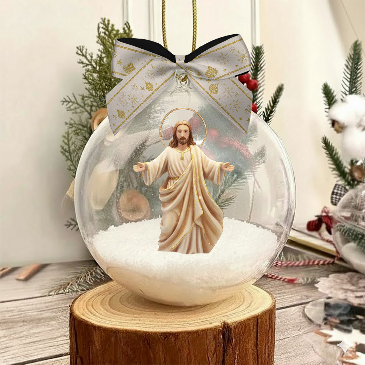 Be Still And Know That I Am God - Personalized Christian Snow Globe Ornament With Bow