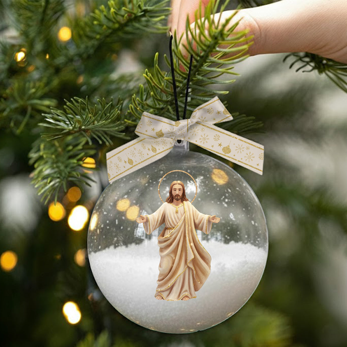 Be Still And Know That I Am God - Personalized Christian Snow Globe Ornament With Bow