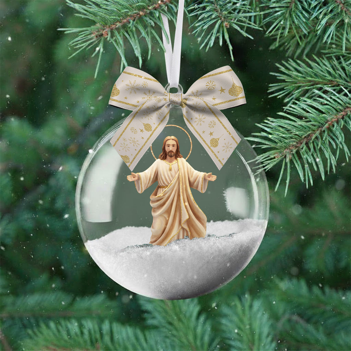 Be Still And Know That I Am God - Personalized Christian Snow Globe Ornament With Bow