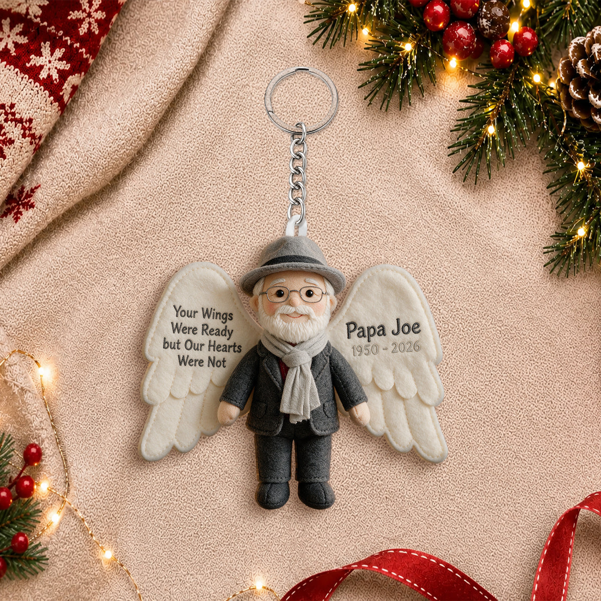 Your Wings Were Ready but Our Hearts Were Not - Personalized Memorial Plush Ornament