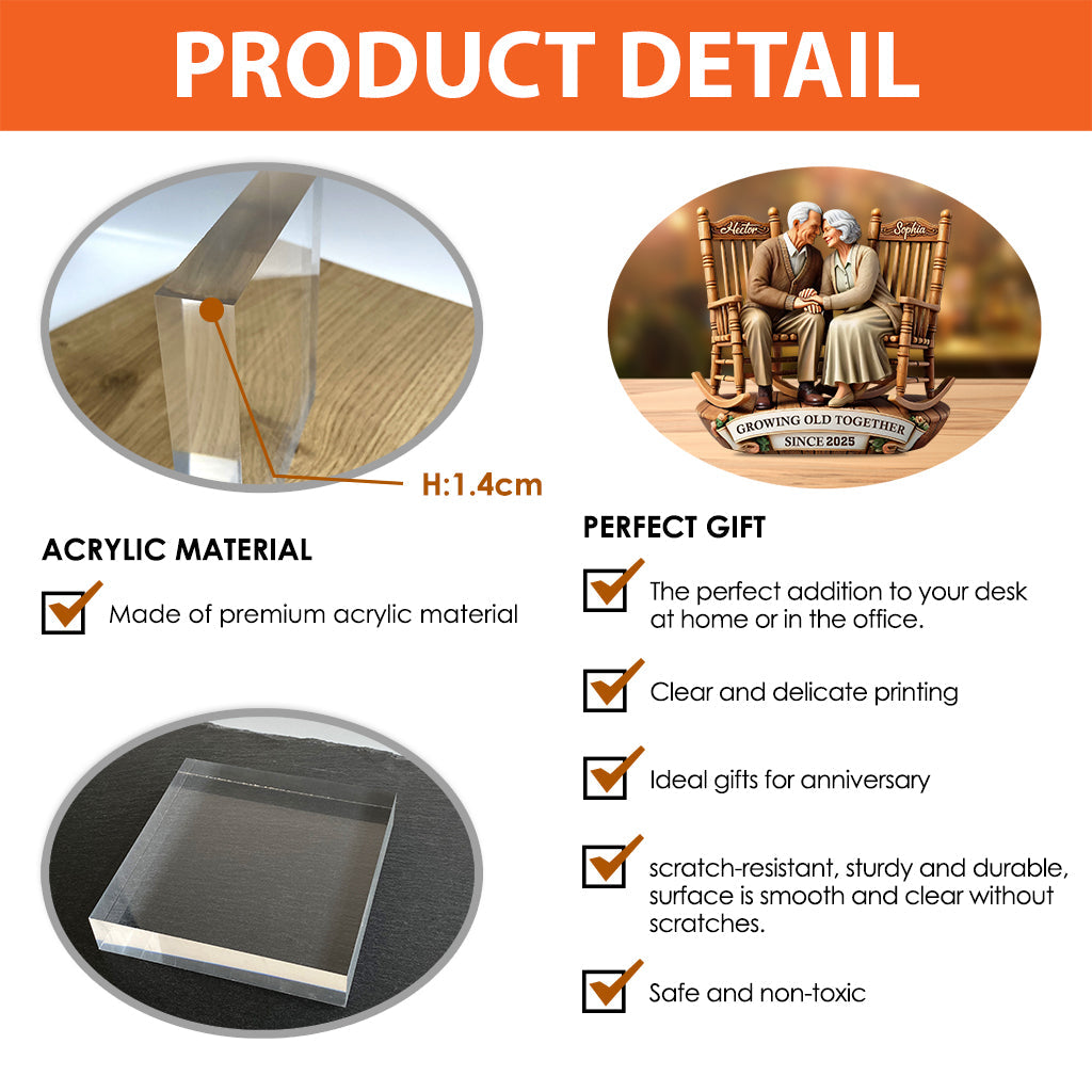 Growing Old Together - Personalized Couple Custom Shaped Acrylic Plaque