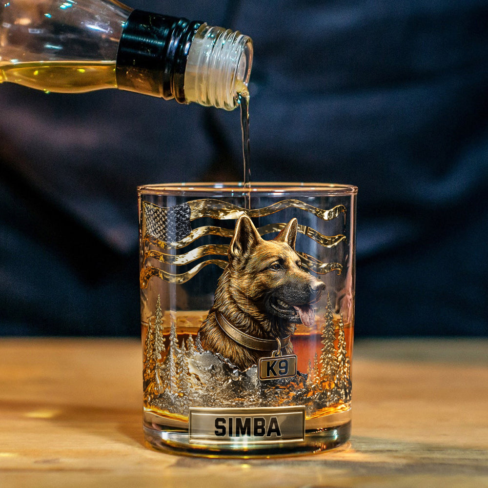 Love My Dog - Personalized German Shepherd Dog Whiskey Glass