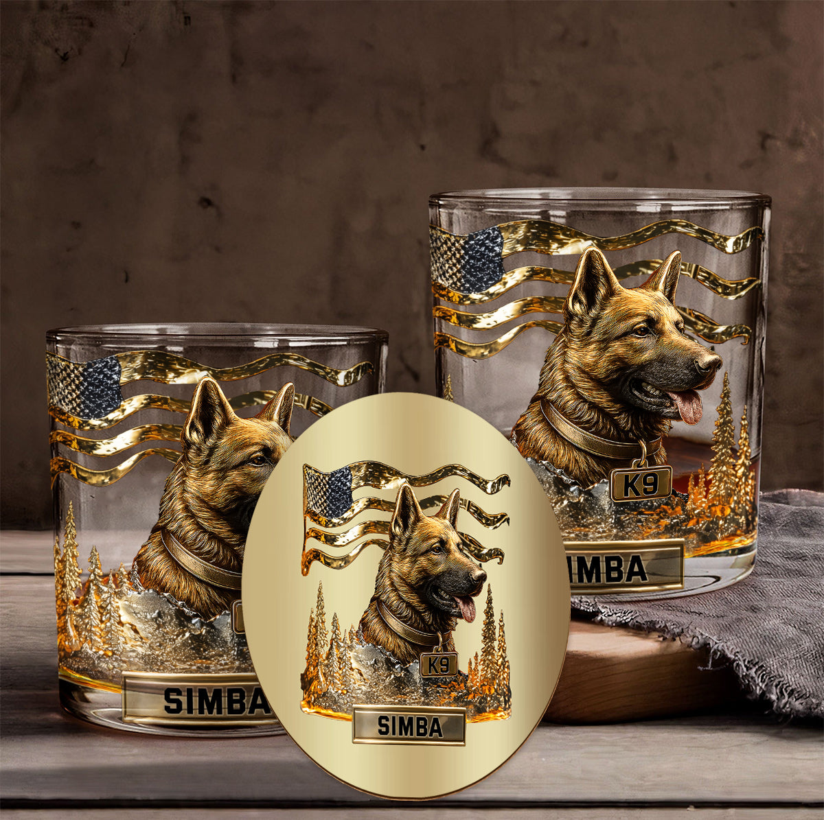 Love My Dog - Personalized German Shepherd Dog Whiskey Glass