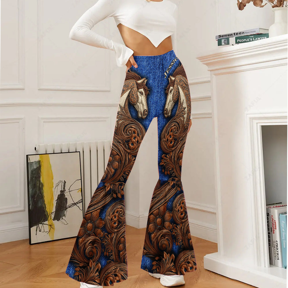 Cowgirl Horse - Personalized Horse Flare Leggings