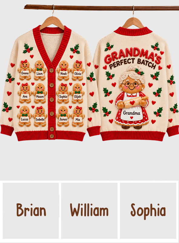 Grandma's Perfect Batch - Personalized Grandma Cardigan Sweater