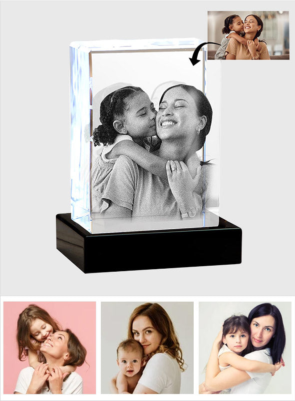 The Bonus Mom - Gift for Step Mom - Personalized Laser Engraving 3D Cuboid Shaped Crystal Lamp