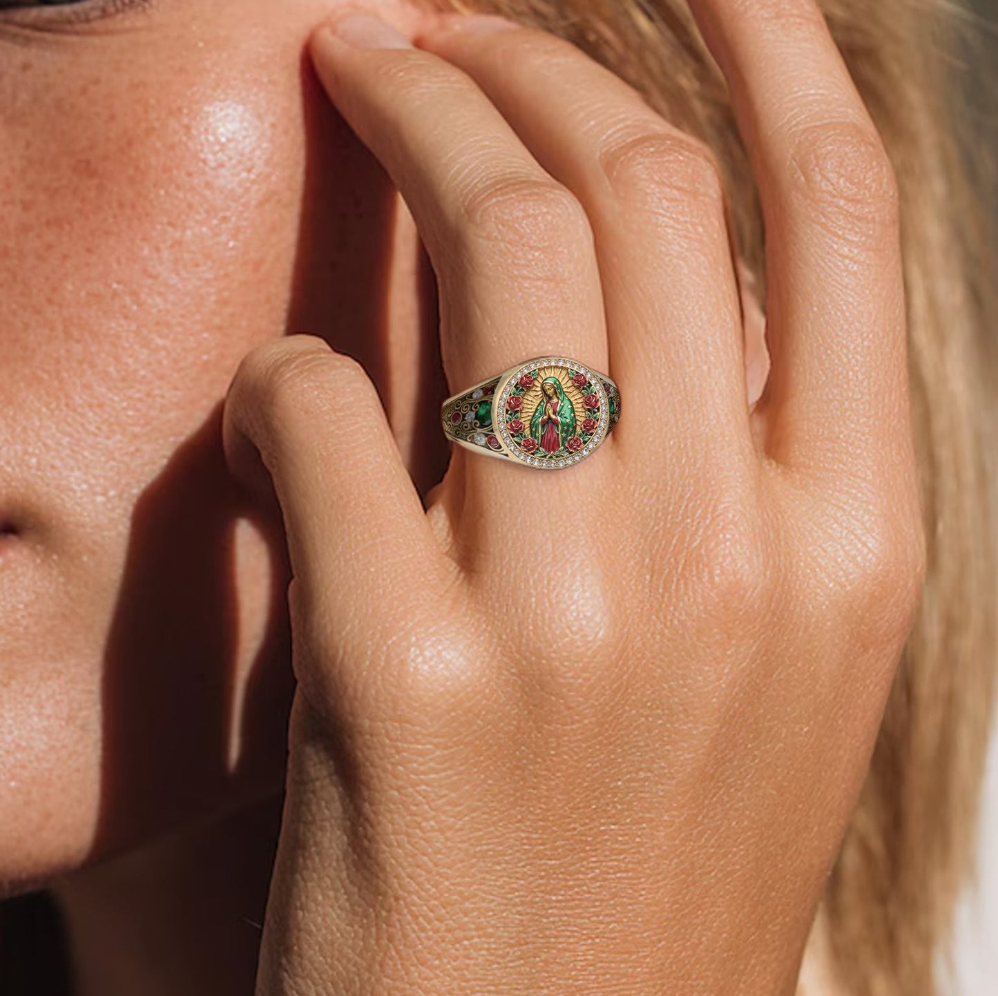 Protected By Mary - Personalized Christian Signet Ring