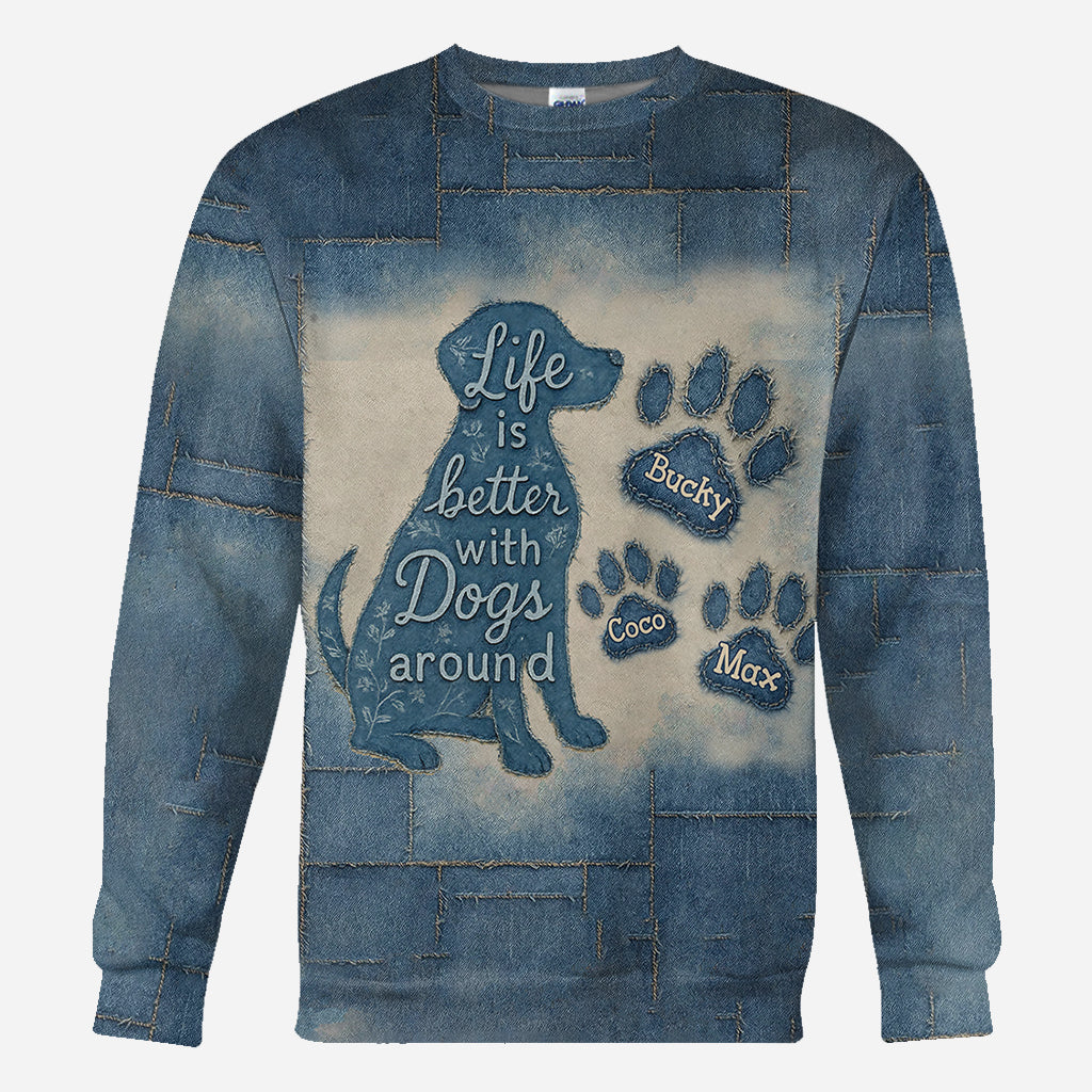 Life Is Better With Dogs - Personalized Dog All Over Shirt