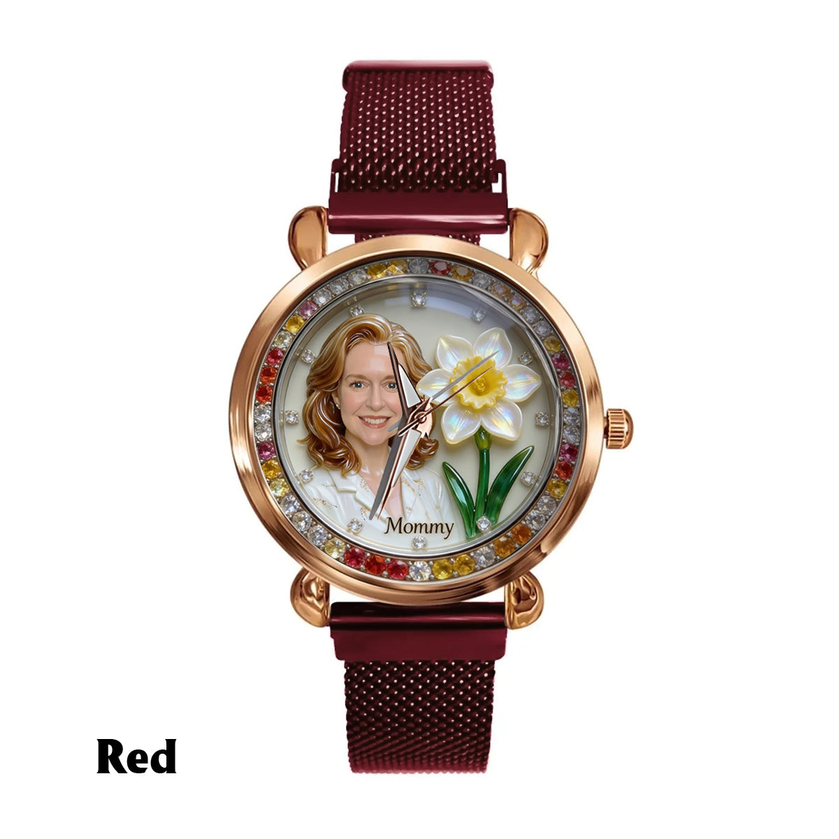 Custom Any Photo & Birthmonth Flower - Personalized Self Love Women Hand Watch