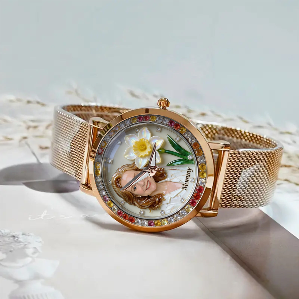 Custom Any Photo & Birthmonth Flower - Personalized Self Love Women Hand Watch