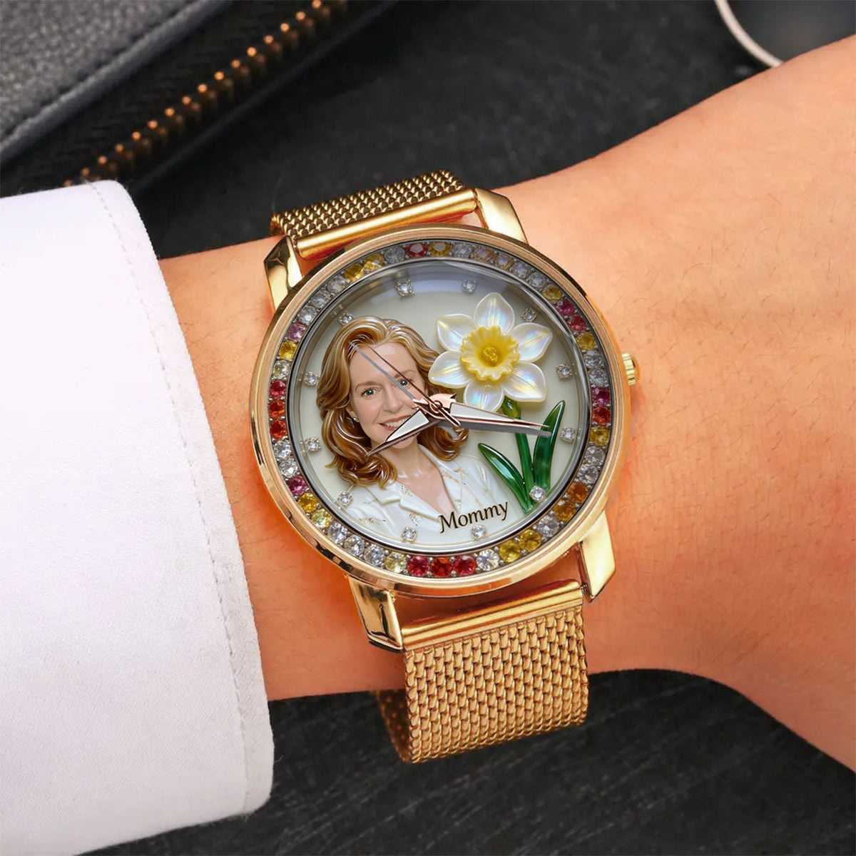Custom Any Photo & Birthmonth Flower - Personalized Self Love Women Hand Watch