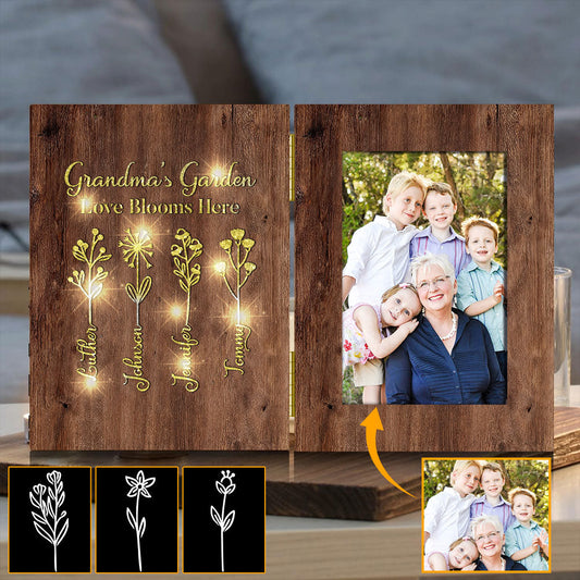 Grandma's Garden - Personalized Grandma Foldable Photo Frame with Light