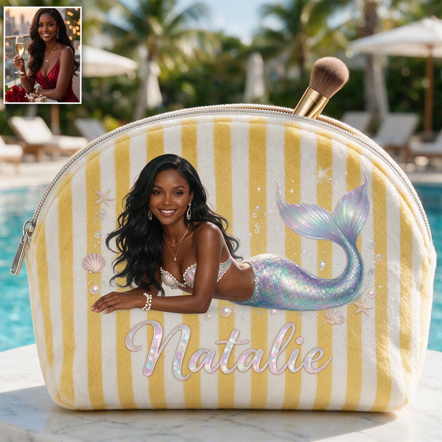 Makeup Bag Travel Pouch - Personalized Makeup Plush Pouch