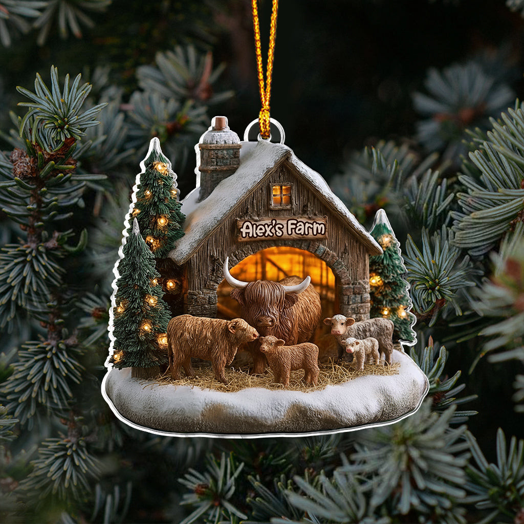 Adorable Highland Cows - Personalized Highland Cow Ornament