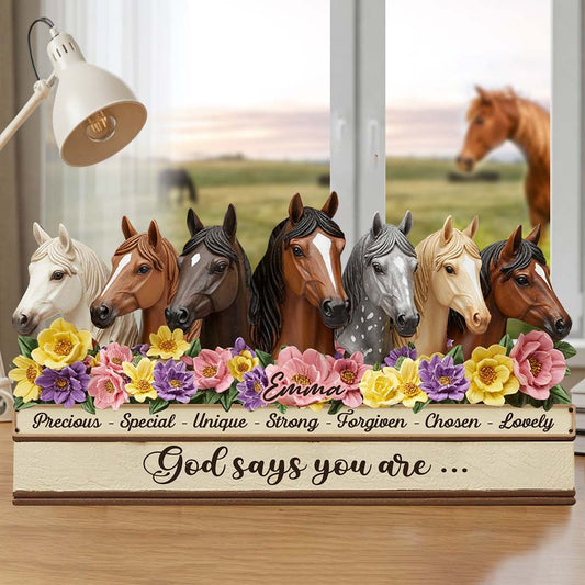 God Says You Are - Personalized Horse Custom Shaped Acrylic Plaque