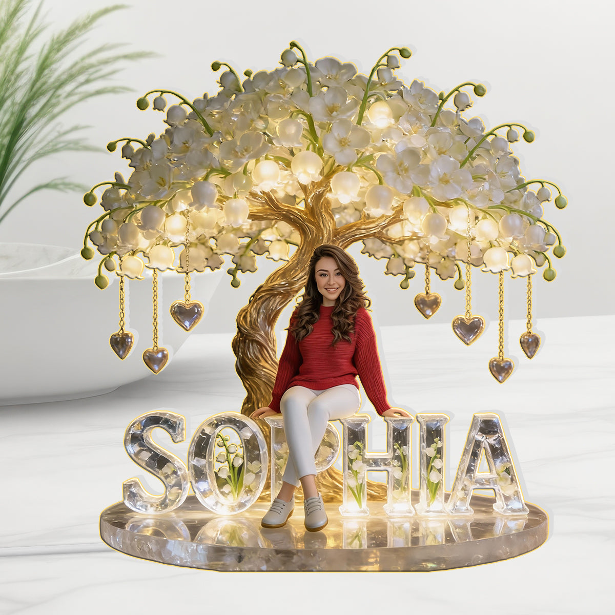 Custom Any Photo Birthmonth Flower - Personalized Self Love Acrylic LED Night Light