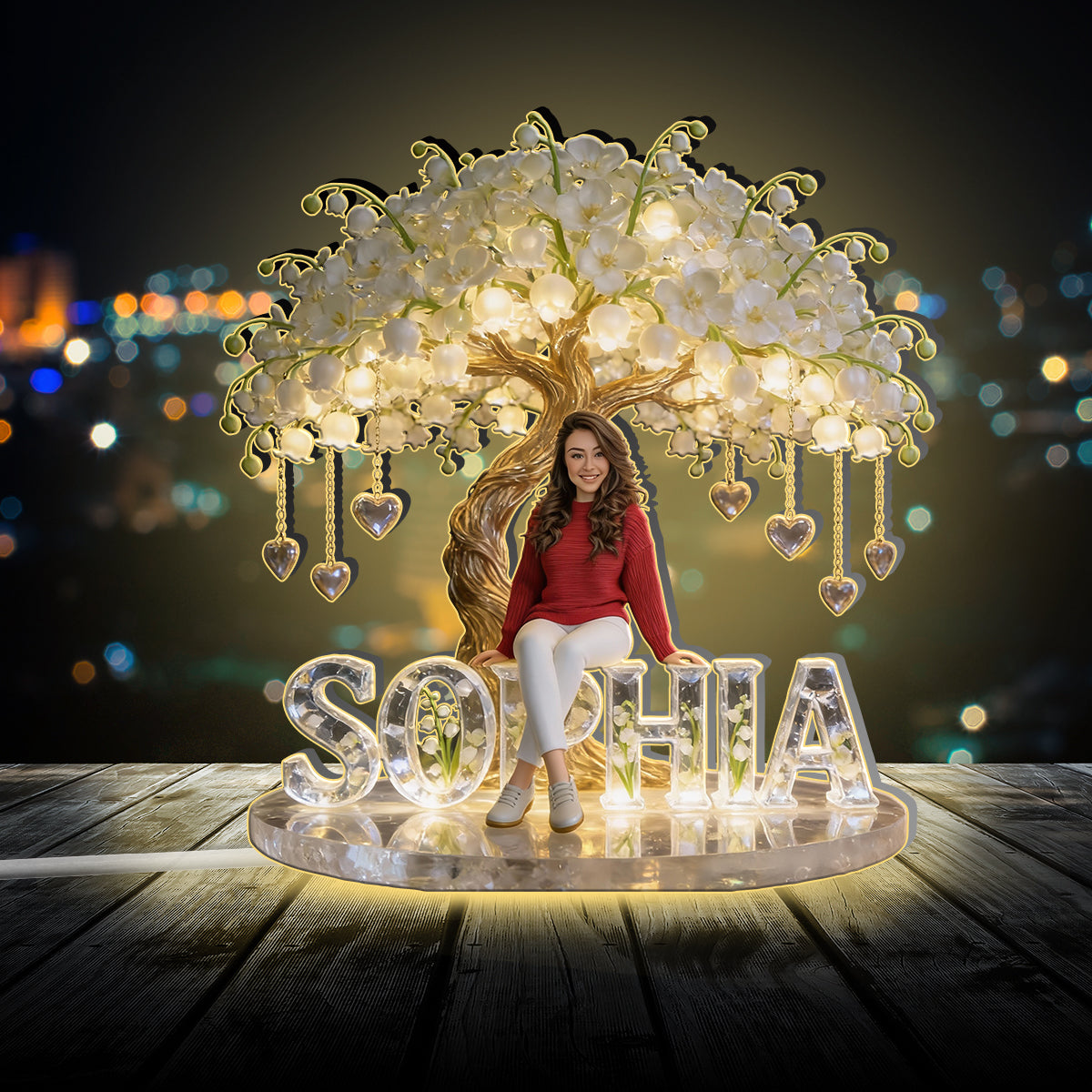 Custom Any Photo Birthmonth Flower - Personalized Self Love Acrylic LED Night Light