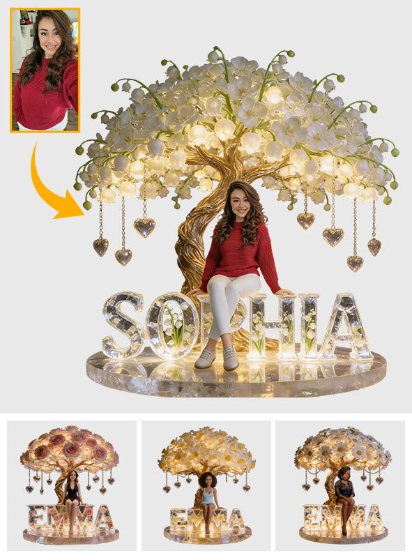 Custom Any Photo Birthmonth Flower - Personalized Self Love Acrylic LED Night Light