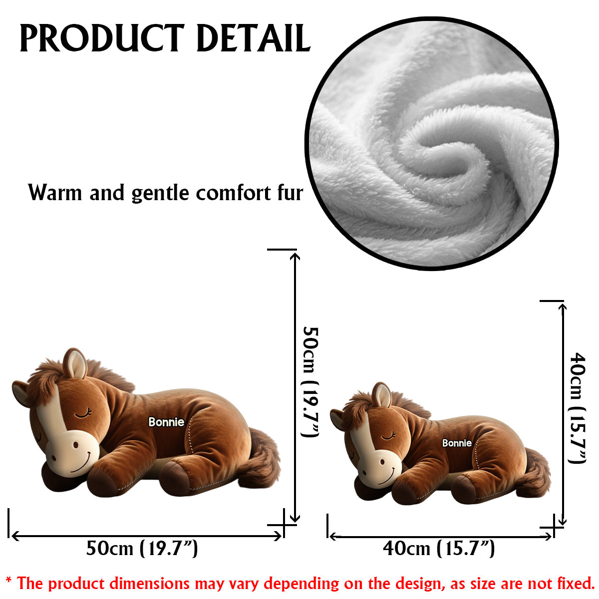 Sleeping Pony - Personalized Horse Faux Fur Shaped Pillow