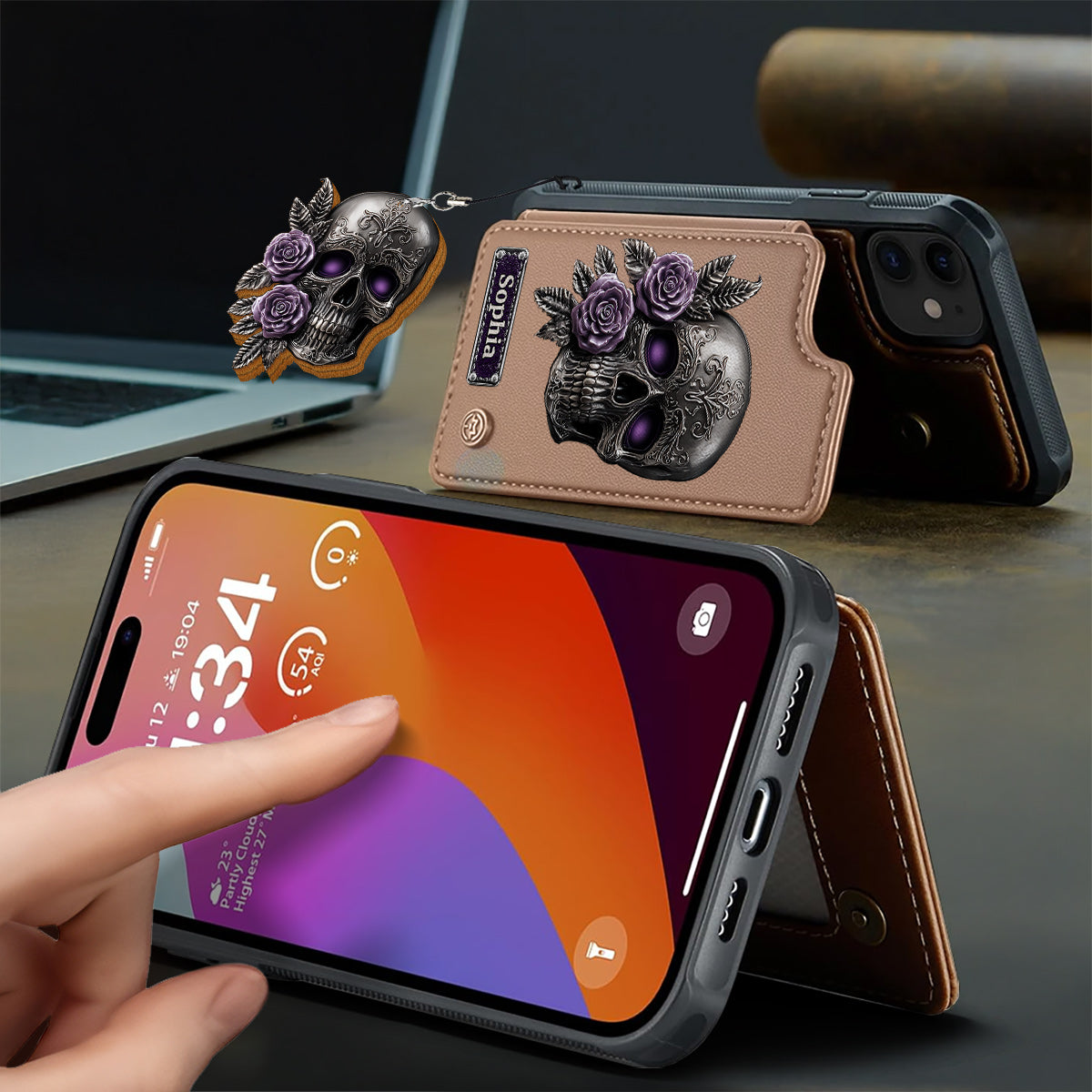 Skull And Roses - Personalized Skull Wallet Phone Case