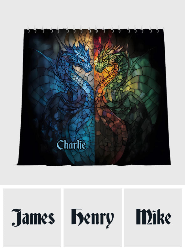 Dragons Fight - Personalized Dragon Blackout Window Curtain/ Drapes Set