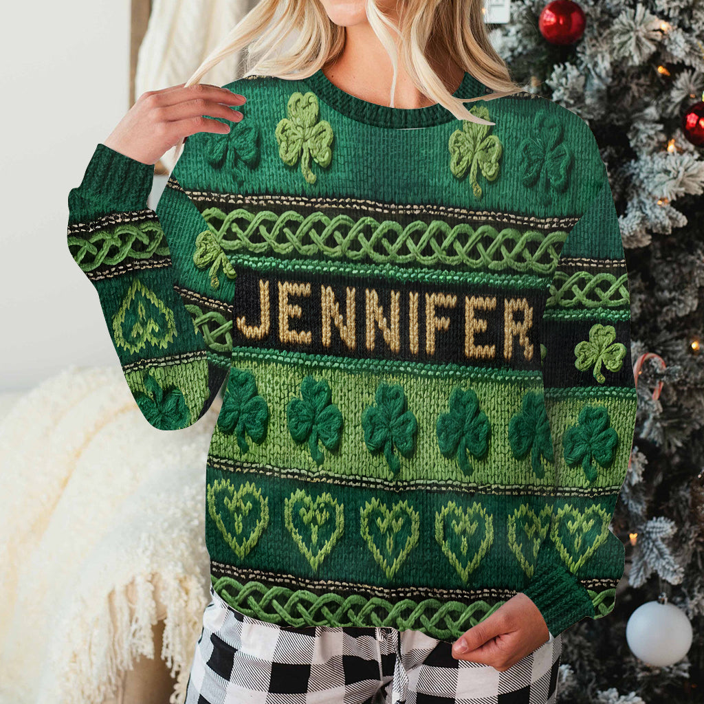 Lucky Shamrock - Personalized Irish Ugly Sweater