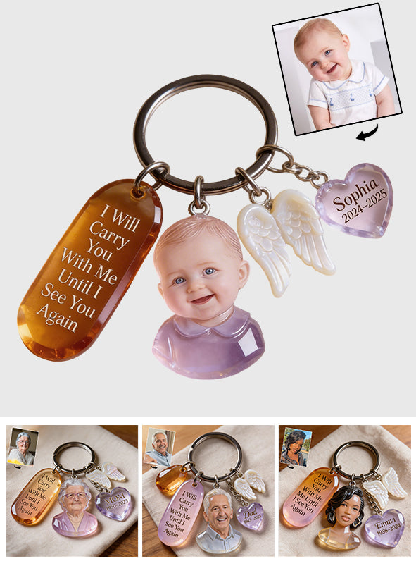 Custom Any Photo - Personalized Memorial Keychain With Charms