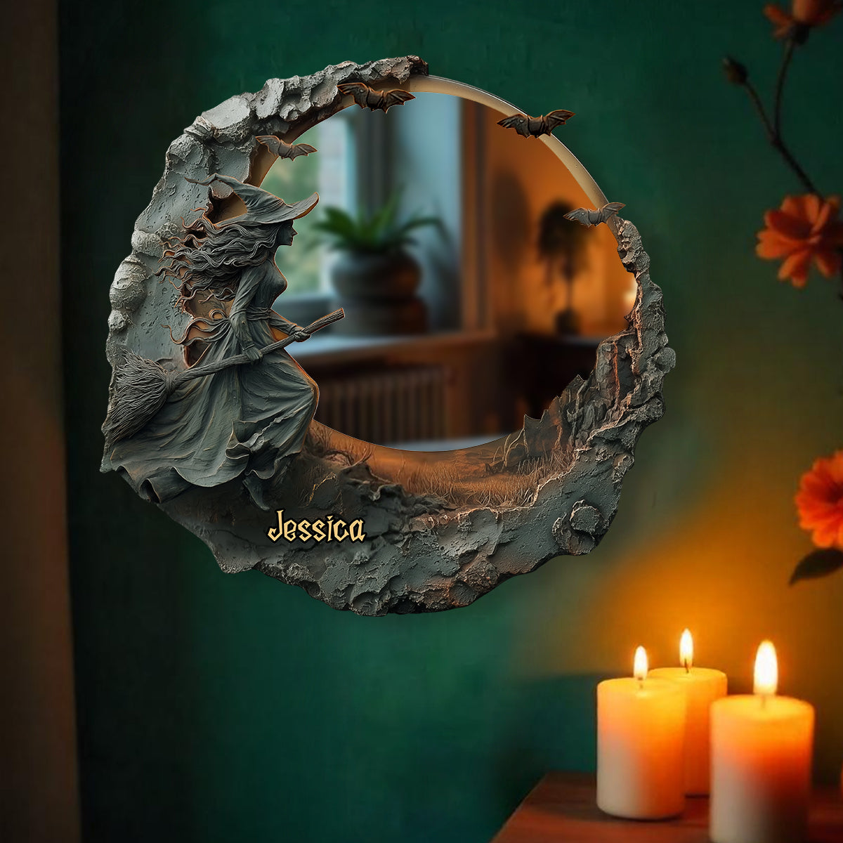 The Witch Is In - Personalized Witch Wall Hanging Mirror