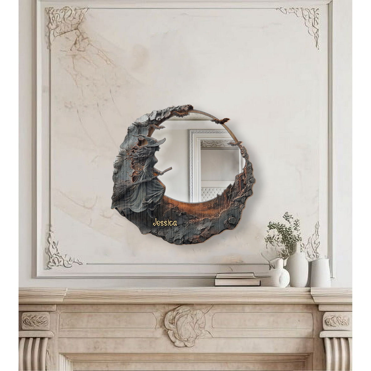 The Witch Is In - Personalized Witch Wall Hanging Mirror