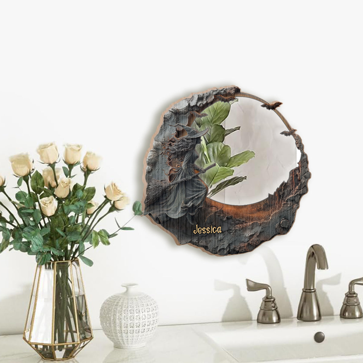 The Witch Is In - Personalized Witch Wall Hanging Mirror