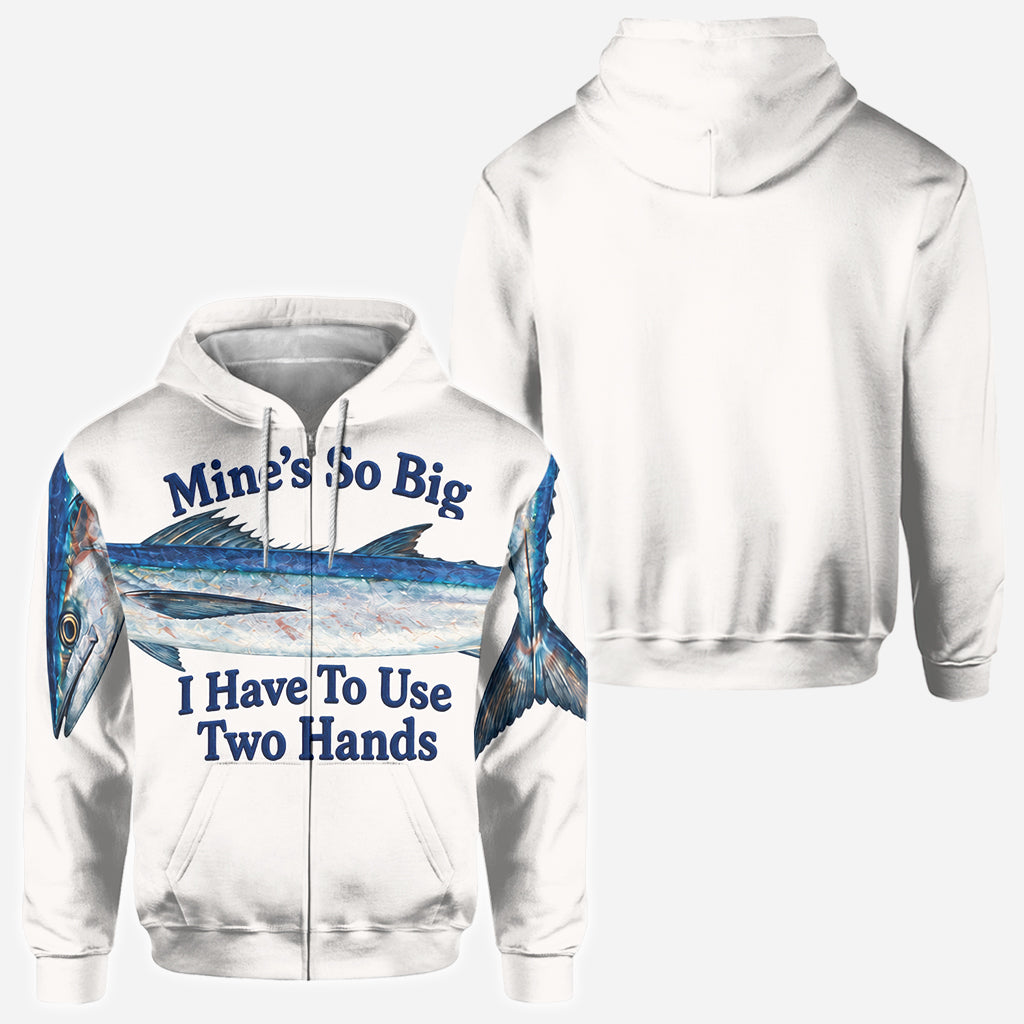 Mine's So Big I Have To Use Two Hands - Personalized Fishing All Over Shirt