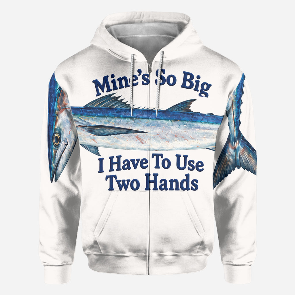Mine's So Big I Have To Use Two Hands - Personalized Fishing All Over Shirt