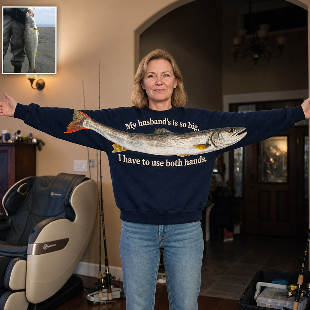 Mine's So Big I Have To Use Two Hands - Personalized Fishing All Over Shirt