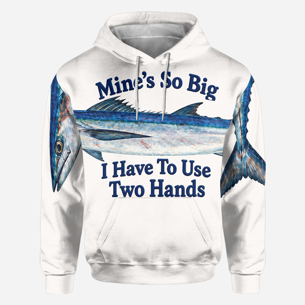 Mine's So Big I Have To Use Two Hands - Personalized Fishing All Over Shirt