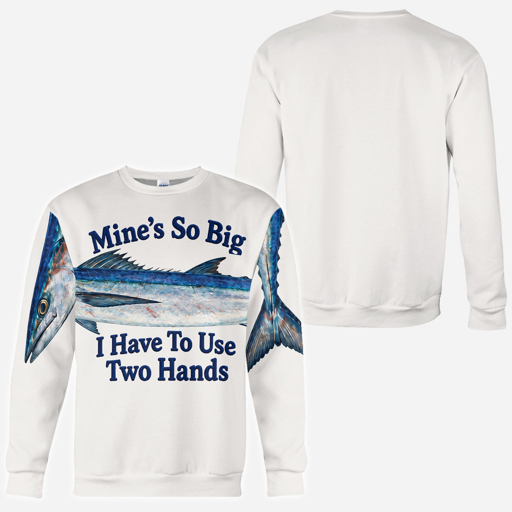 Mine's So Big I Have To Use Two Hands - Personalized Fishing All Over Shirt