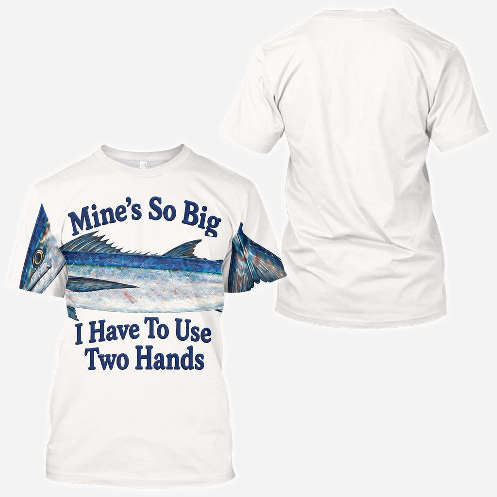 Mine's So Big I Have To Use Two Hands - Personalized Fishing All Over Shirt