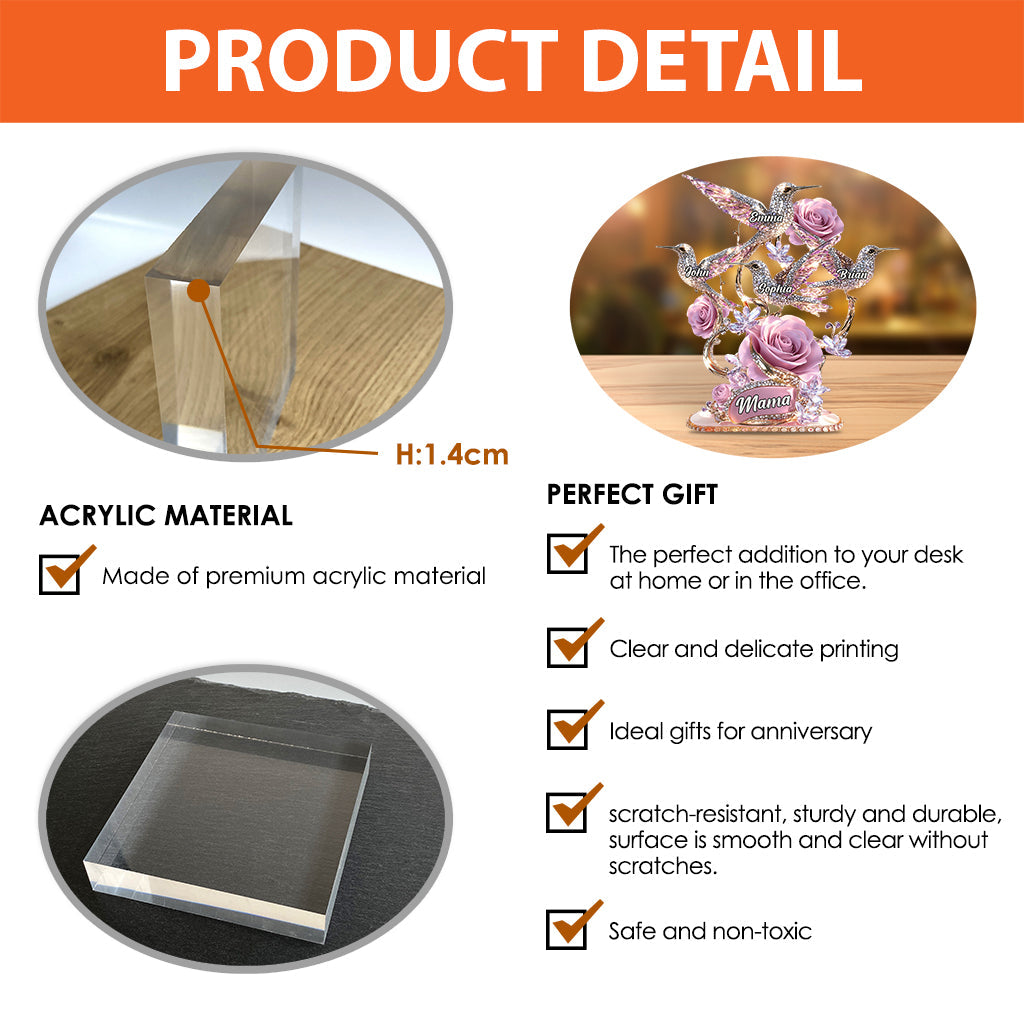 We Love You Gift For Mom, Grandma - Personalized Mother Custom Shaped Acrylic Plaque