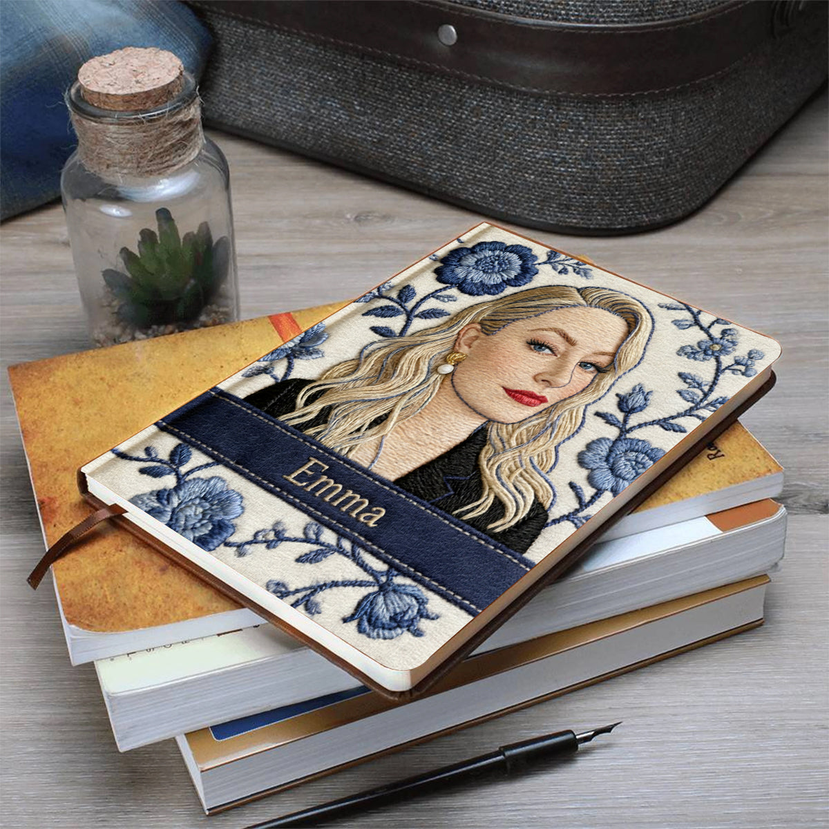 Custom Any Photo & Birth Month Flower - Personalized Self Love Leather Journal