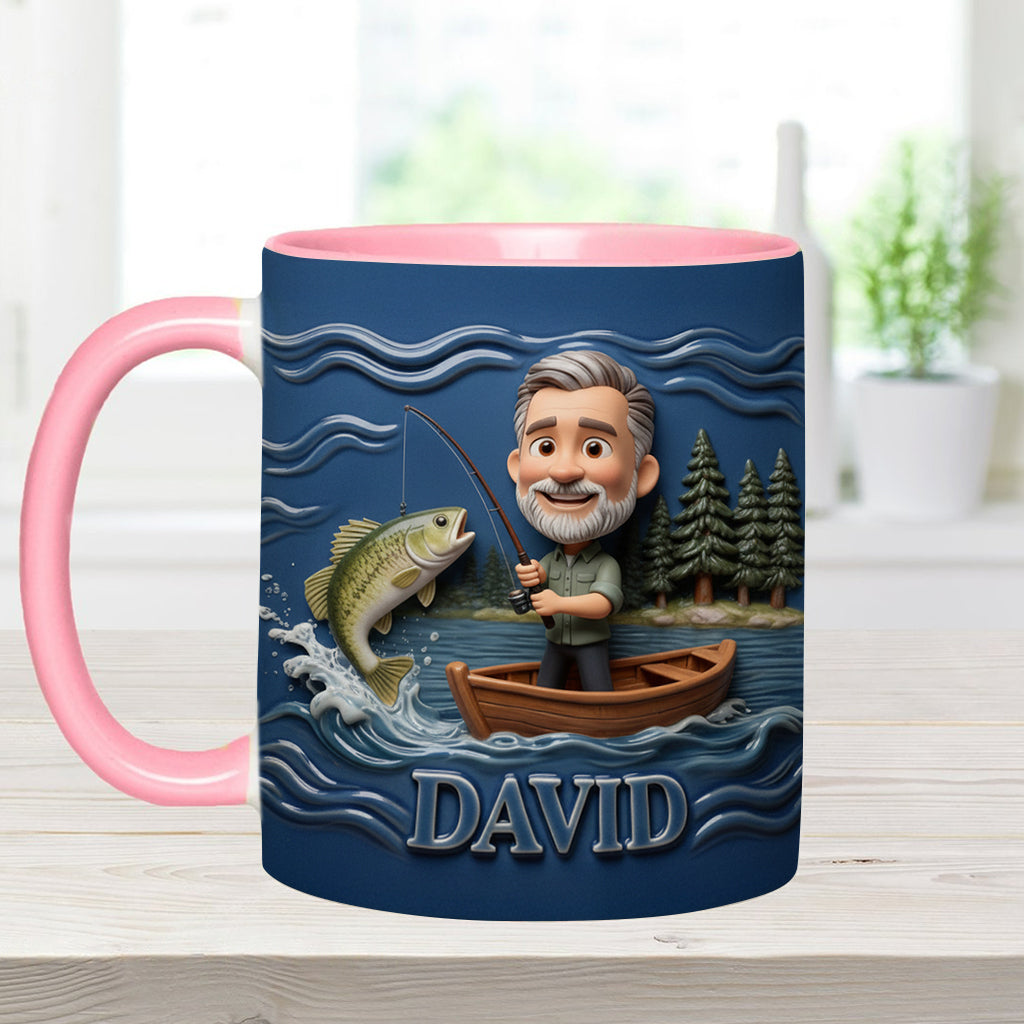 Funny Caricature Custom Mug From Any Photo - Personalized Fishing Accent Mug