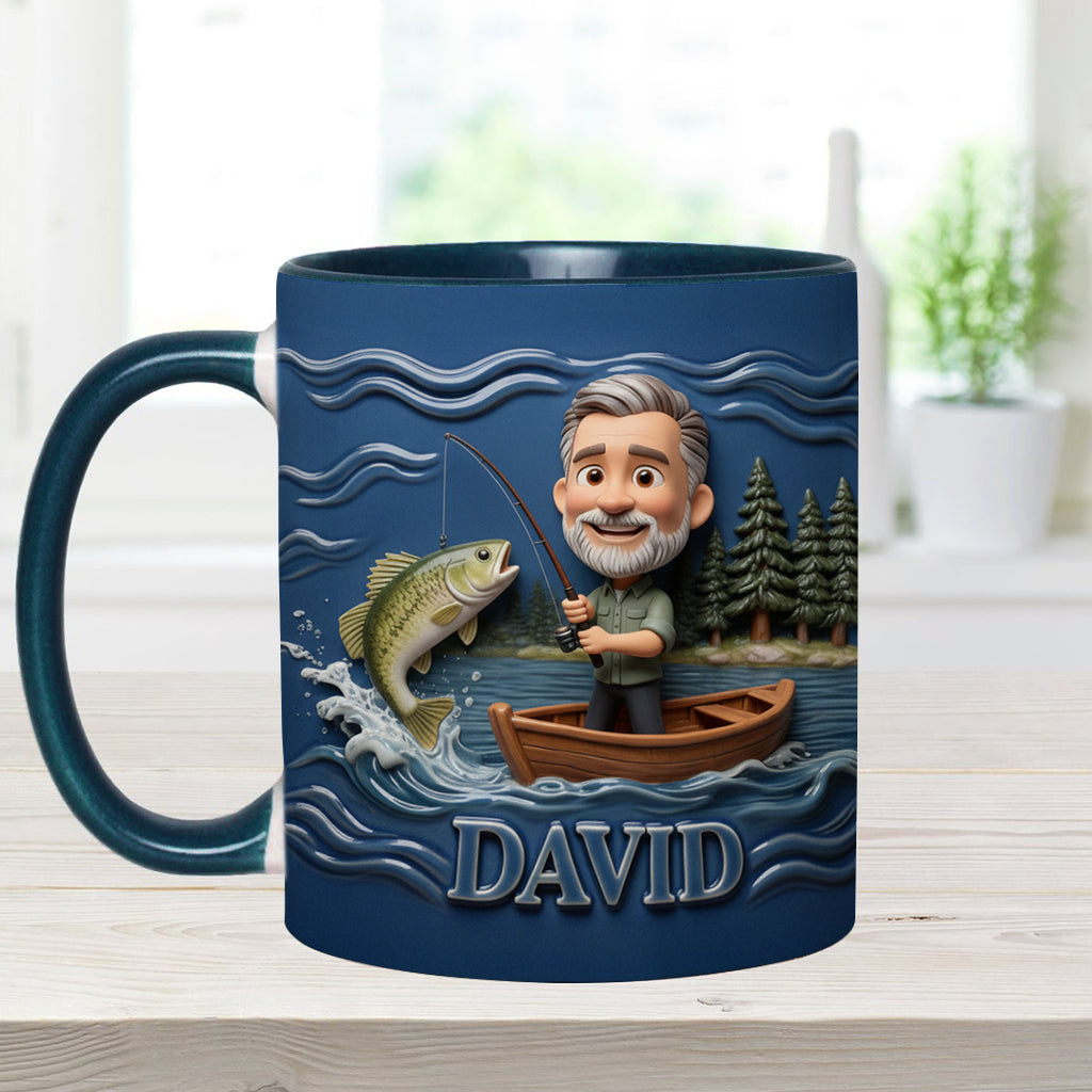 Funny Caricature Custom Mug From Any Photo - Personalized Fishing Accent Mug